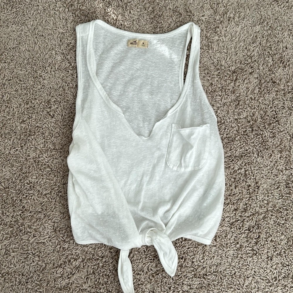 White Tie-Front Tank Top